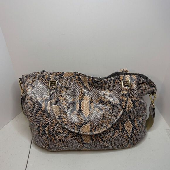 G.I.L Milano Large Snakeprint Leather Shoulder Crossbody Bag Purse Designer - Picture 5 of 10